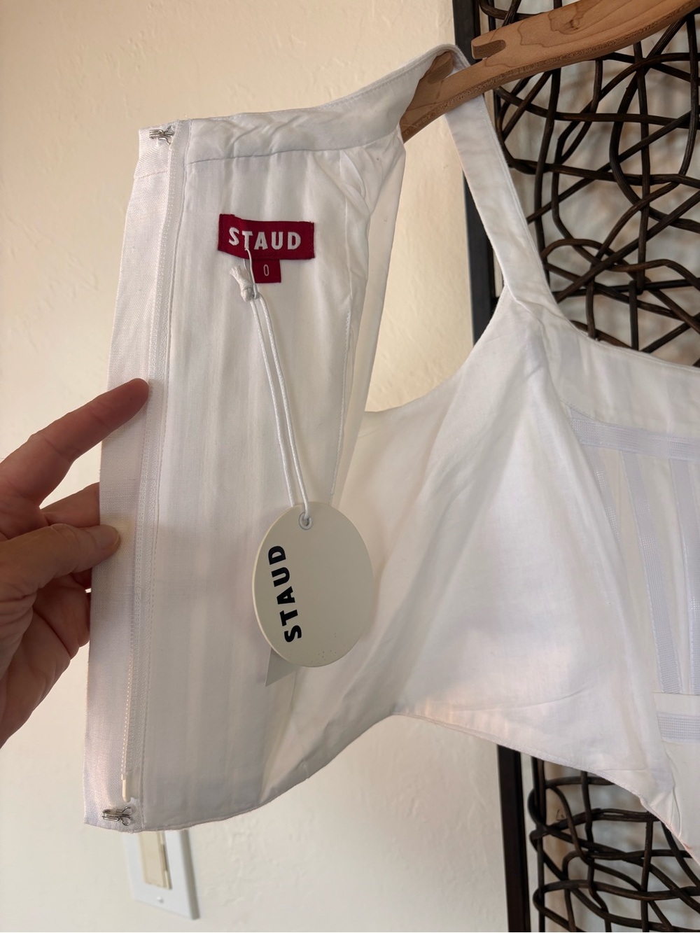 STAUD Vaga Linen White Corset Top NWT Size 0 - Picture 11 of 15